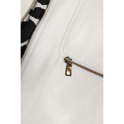 Dolce & Gabbana White Collared Full Zip Biker Coat Jacket