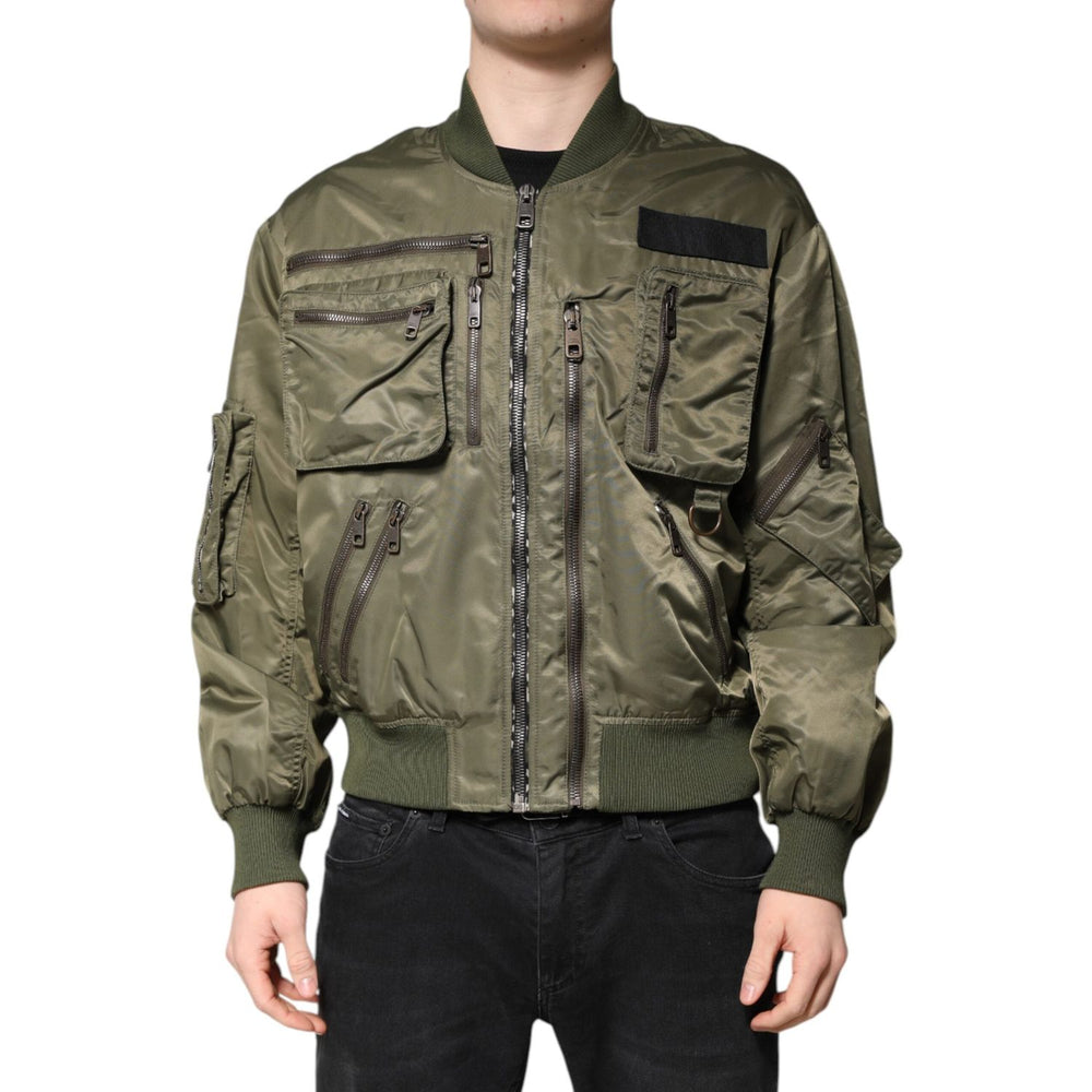 Dolce & Gabbana Green Nylon Full Zip Men Bomber Jacket JKT41369-50