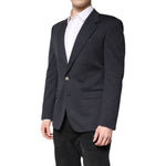 Dolce & Gabbana Dark Blue Cotton Men Jacket Coat Suit Blazer JKT41379-48