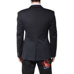 Dolce & Gabbana Dark Blue Cotton Men Jacket Coat Suit Blazer JKT41379-48