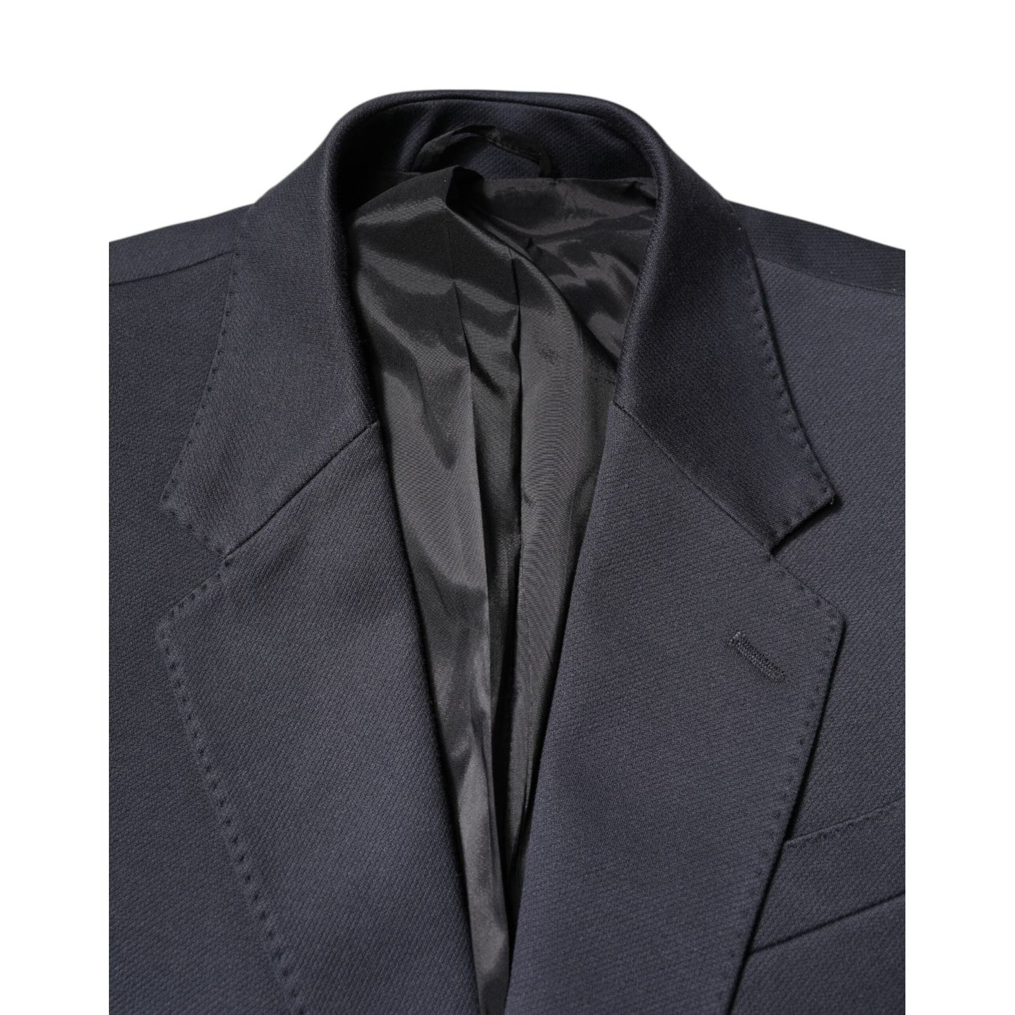 Dolce & Gabbana Dark Blue Cotton Men Jacket Coat Suit Blazer JKT41379-48
