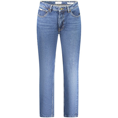 Guess Jeans Blue Cotton Jeans Denim, mom jeans with 5 pockets, washed effect, button and zip, logo detail