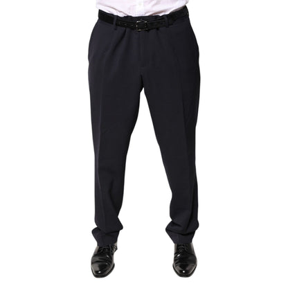 Dolce & Gabbana Black Wool Mid Waist Dress Pants