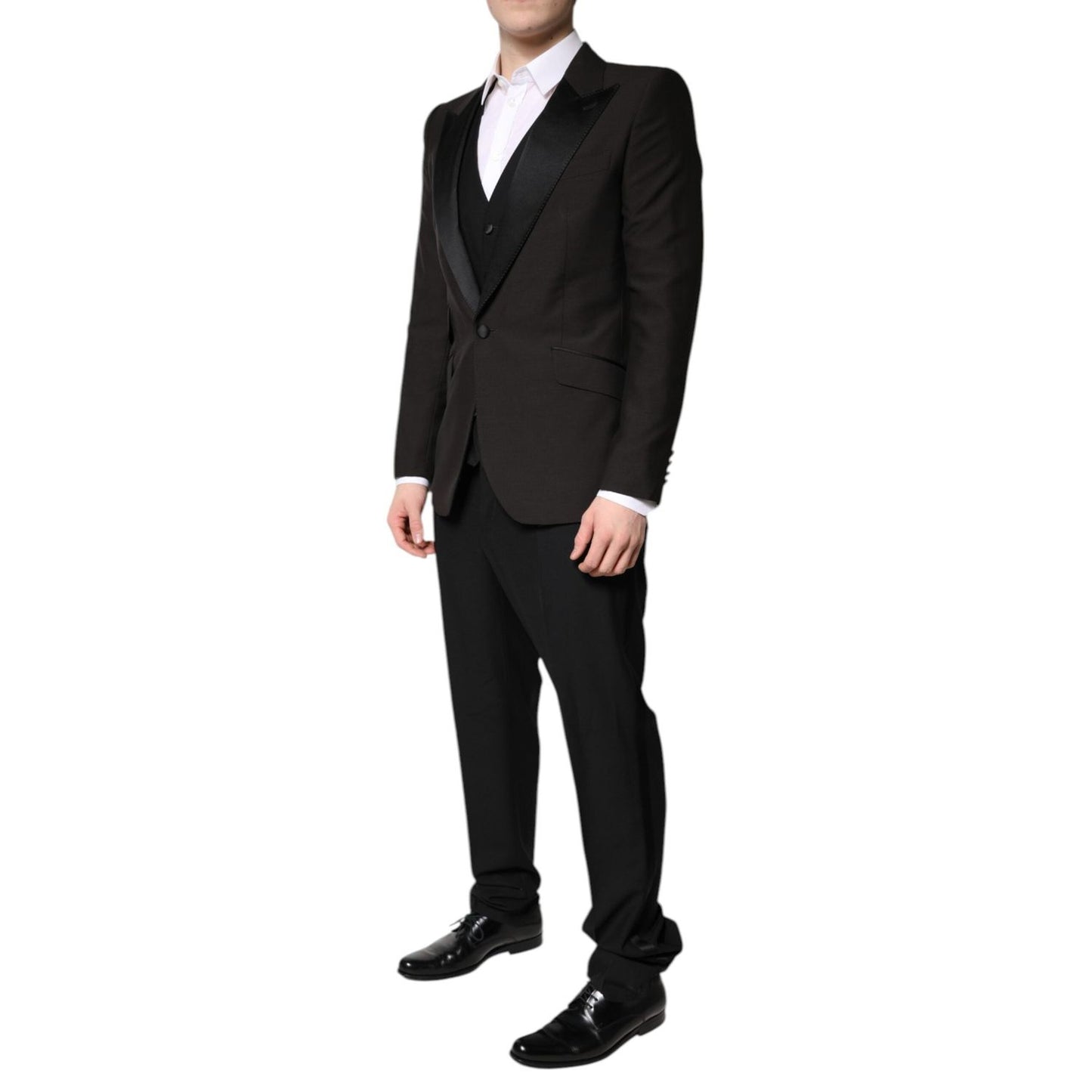 Dolce & Gabbana Black Single Breasted Formal 3 Piece Suit KOS2297-52