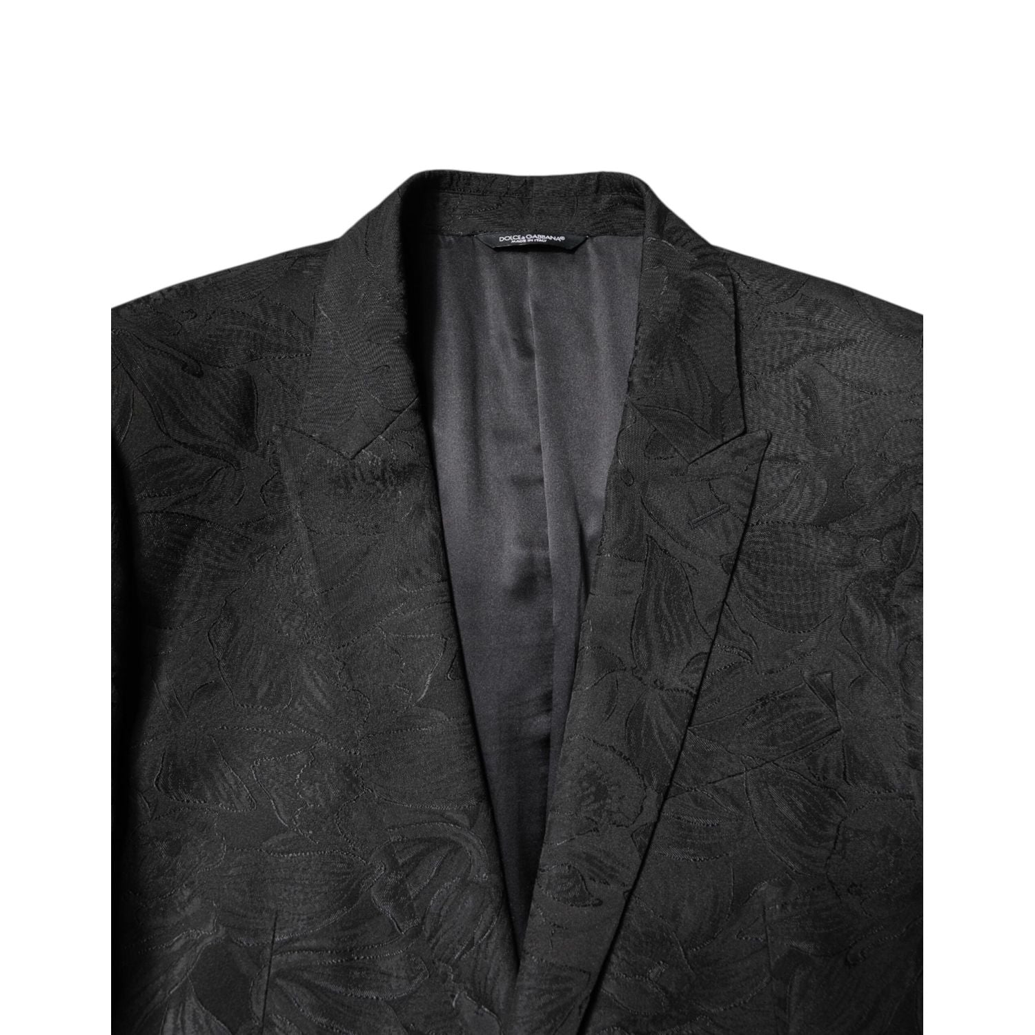 Dolce & Gabbana Black Polyester Floral Jacquard 2 Piece Suit