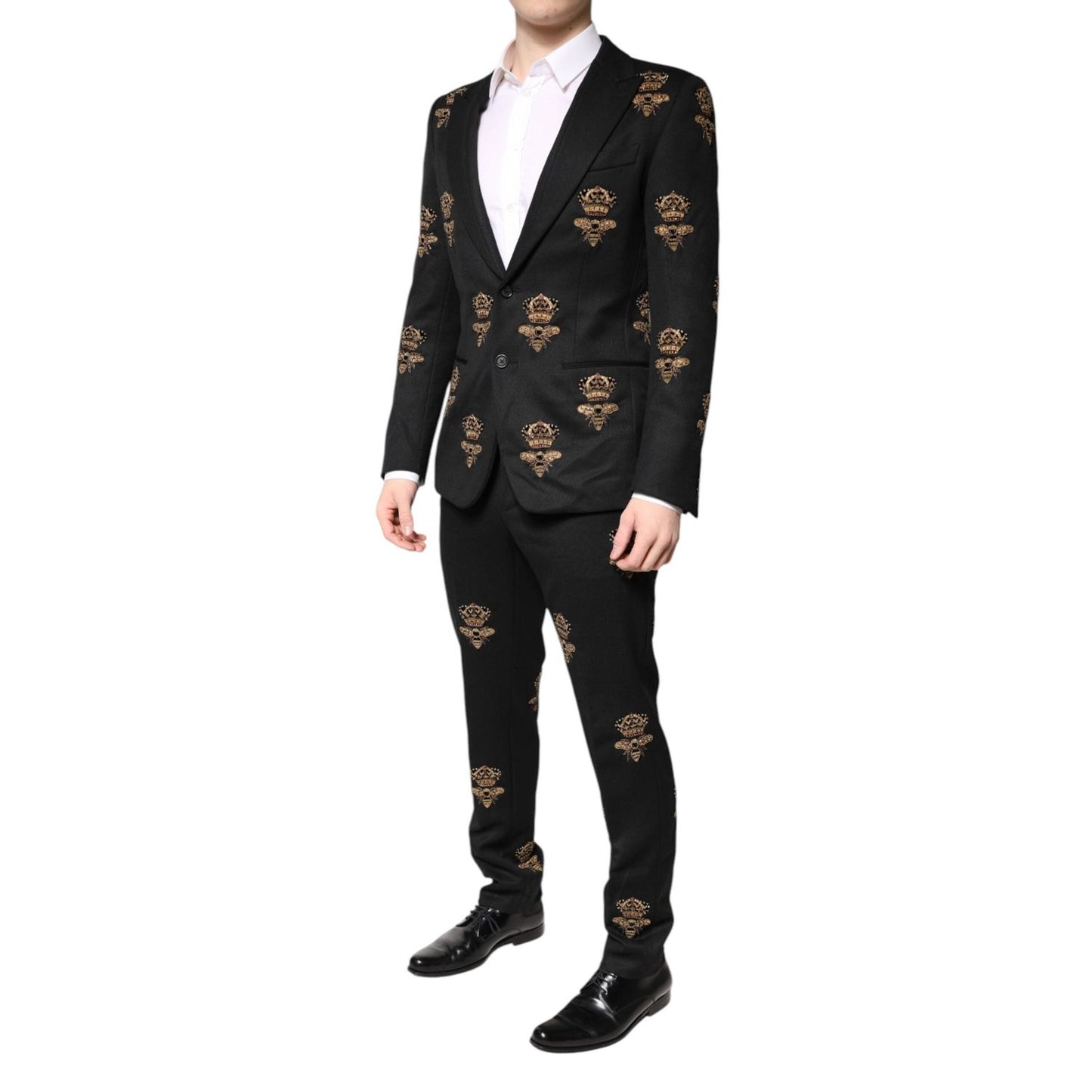 Dolce & Gabbana Black Bee Crown Embroidery 2 Piece Suit KOS2307-48