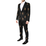 Dolce & Gabbana Black Bee Crown Embroidery 2 Piece Suit KOS2307-48