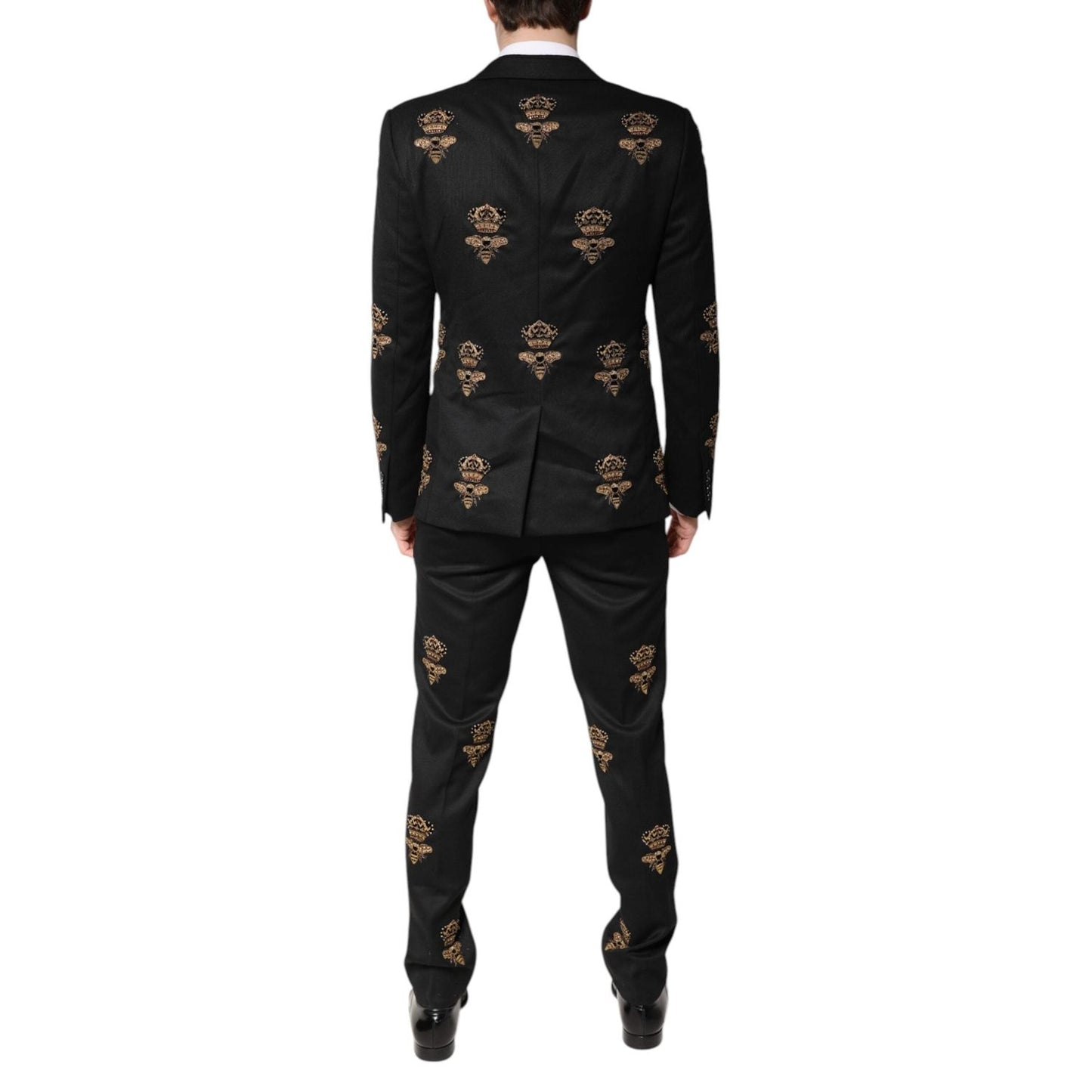 Dolce & Gabbana Black Bee Crown Embroidery 2 Piece Suit KOS2307-48