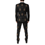 Dolce & Gabbana Black Bee Crown Embroidery 2 Piece Suit KOS2307-48