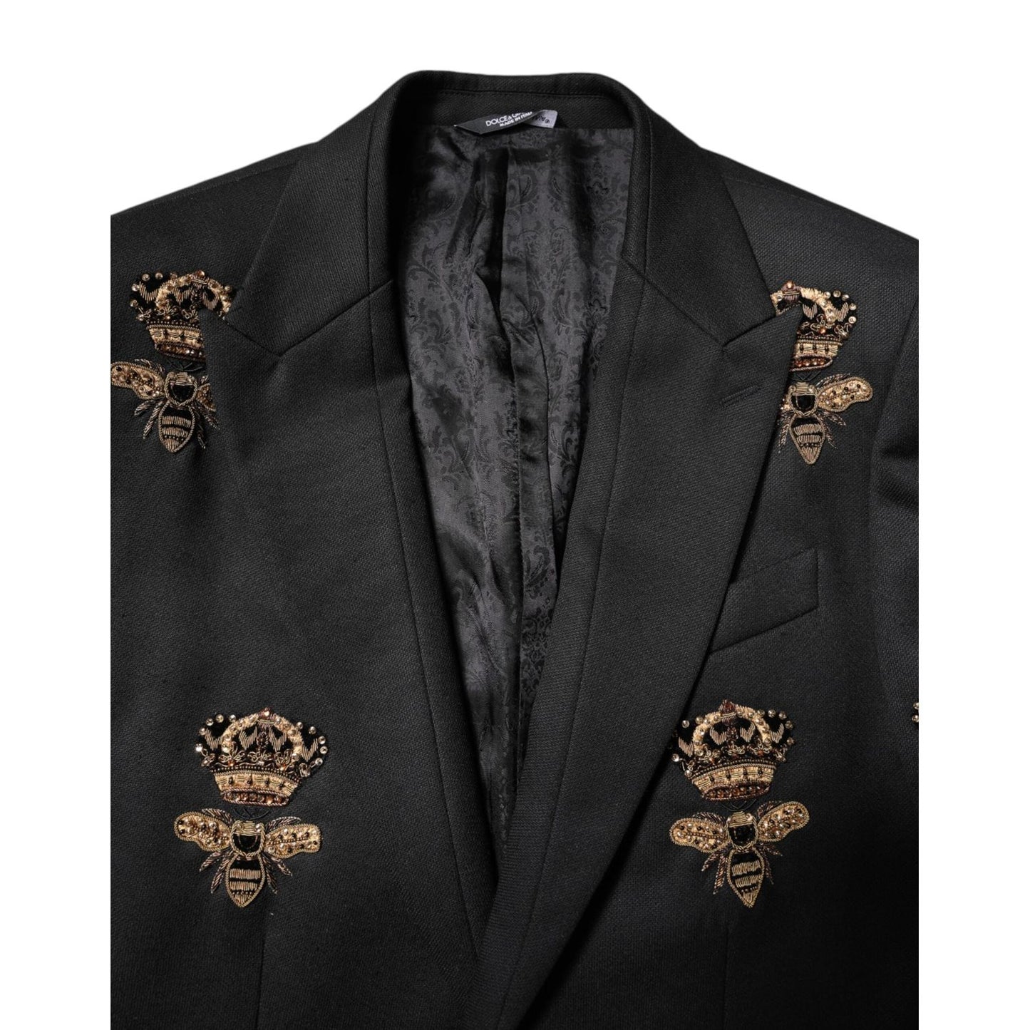 Dolce & Gabbana Black Bee Crown Embroidery 2 Piece Suit KOS2307-48