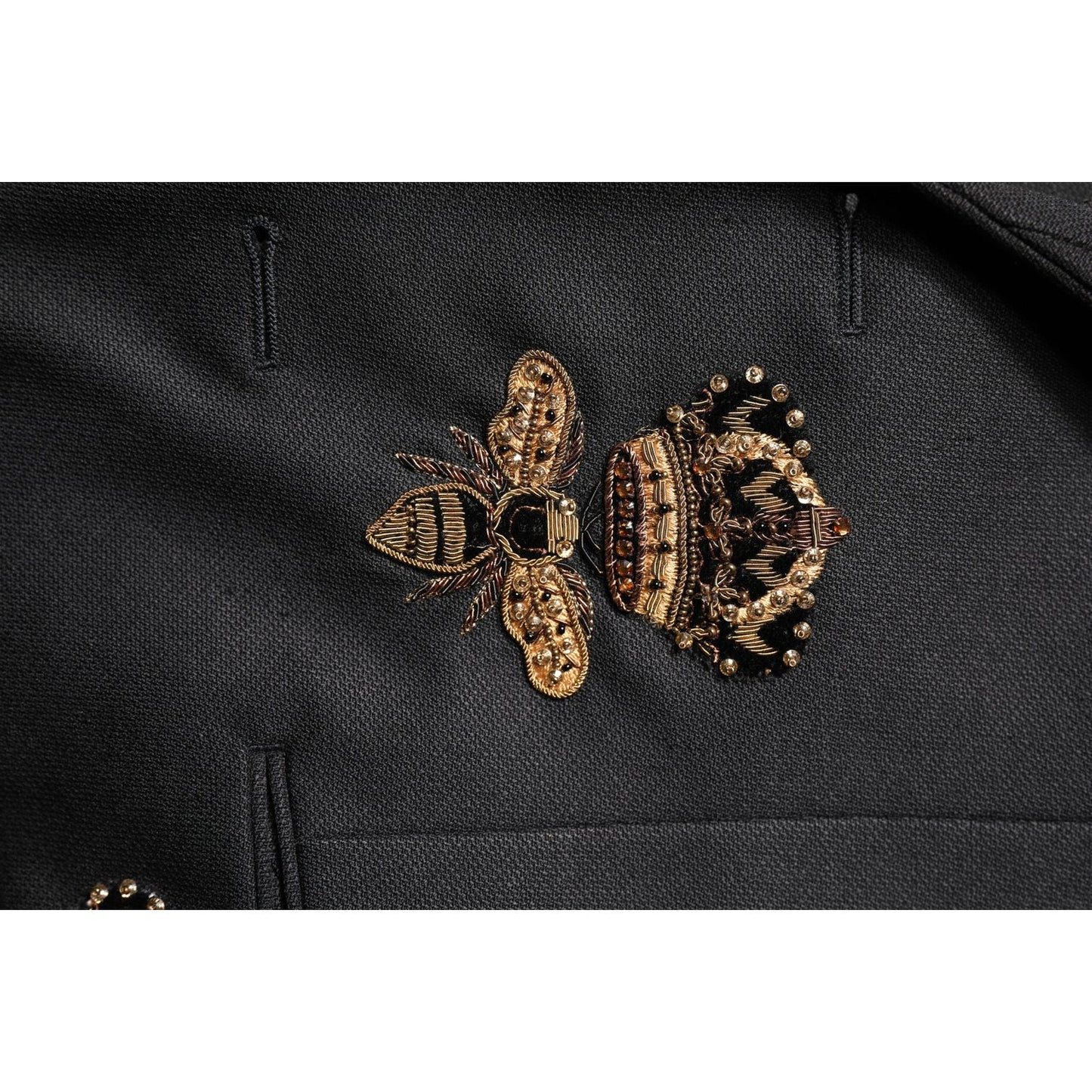 Dolce & Gabbana Black Bee Crown Embroidery 2 Piece Suit KOS2307-48