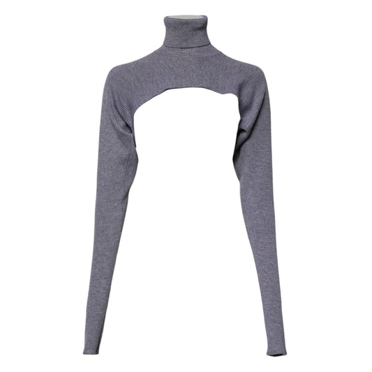 Dolce & Gabbana Gray Wool Knit Turtleneck Cropped Top Sweater TSH90383-40