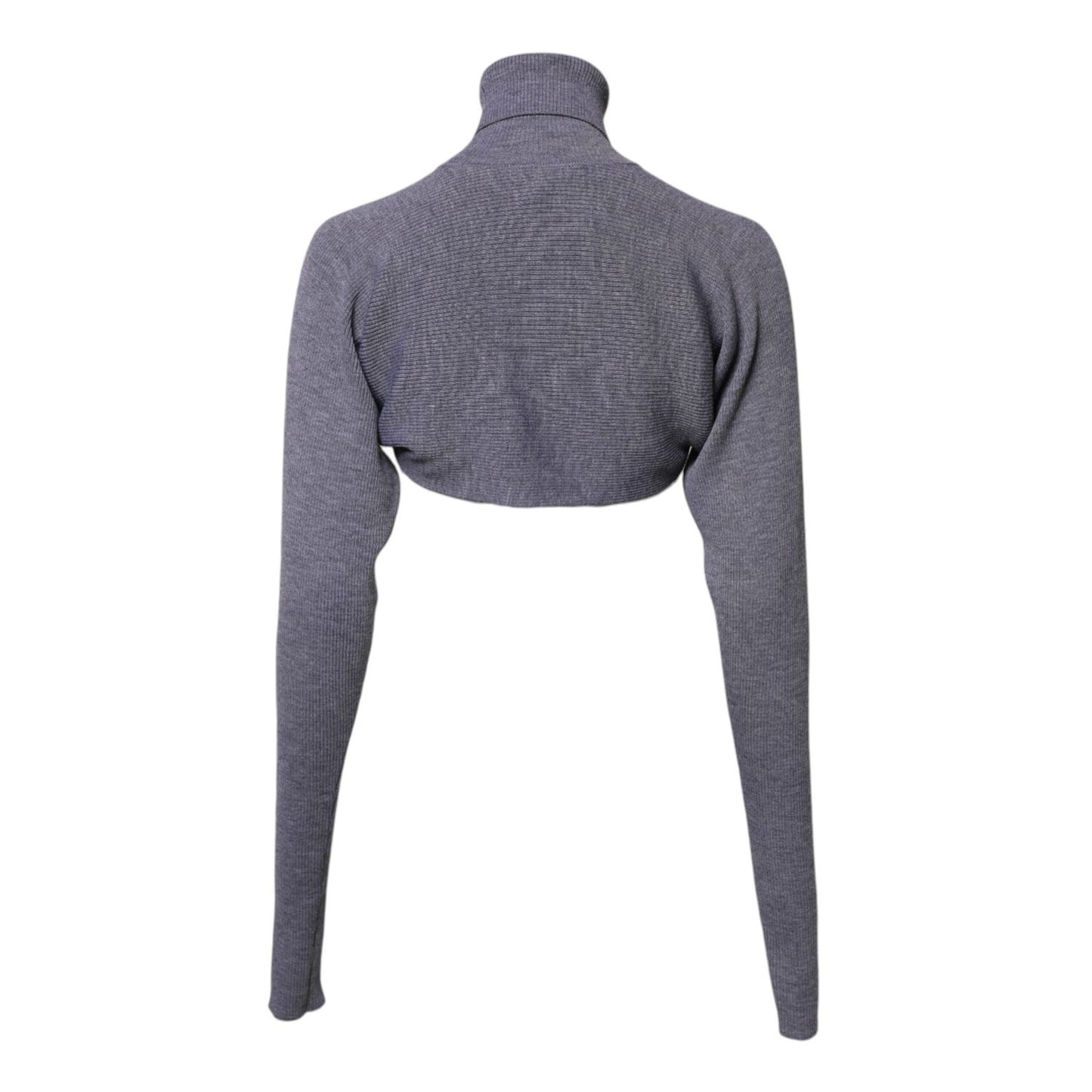 Dolce & Gabbana Gray Wool Knit Turtleneck Cropped Top Sweater