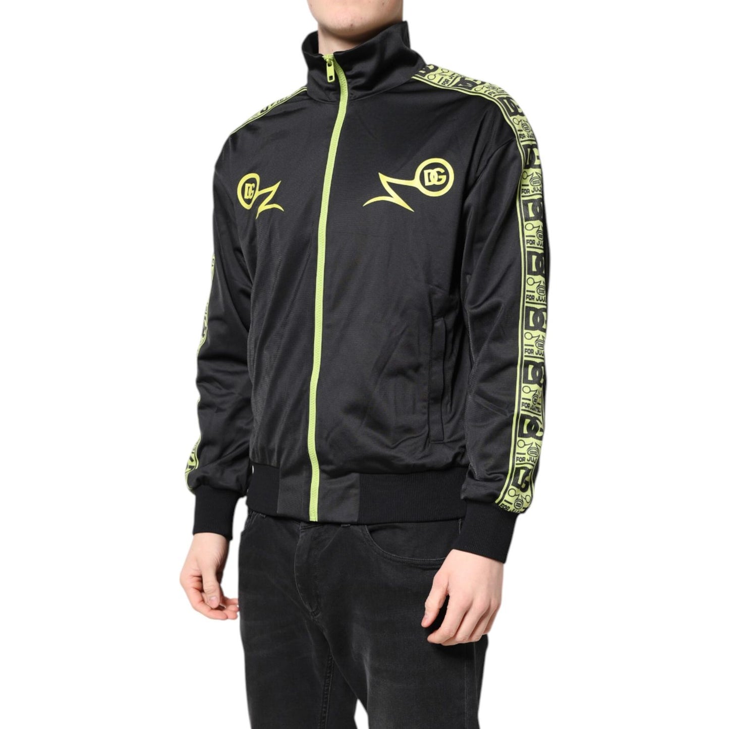 Dolce & Gabbana Black Logo Turtleneck Zip Bomber Jacket