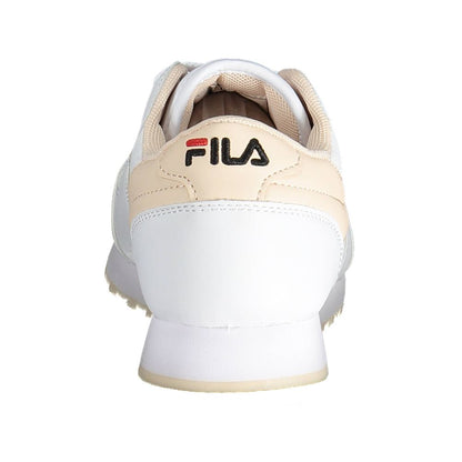 Fila White Synthetic Women Sneaker, rear view showing logo and contrasting details for sporty-chic appeal.
