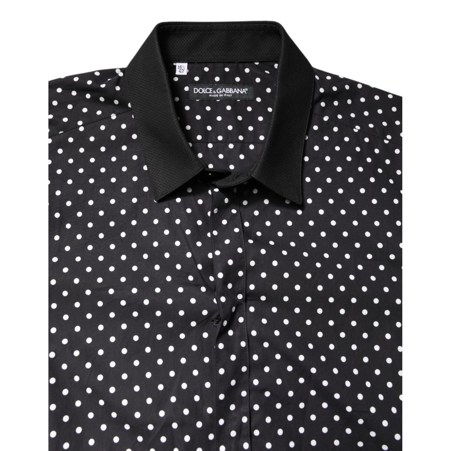 Dolce & Gabbana Black Polka Dot Cotton Formal Dress Shirt