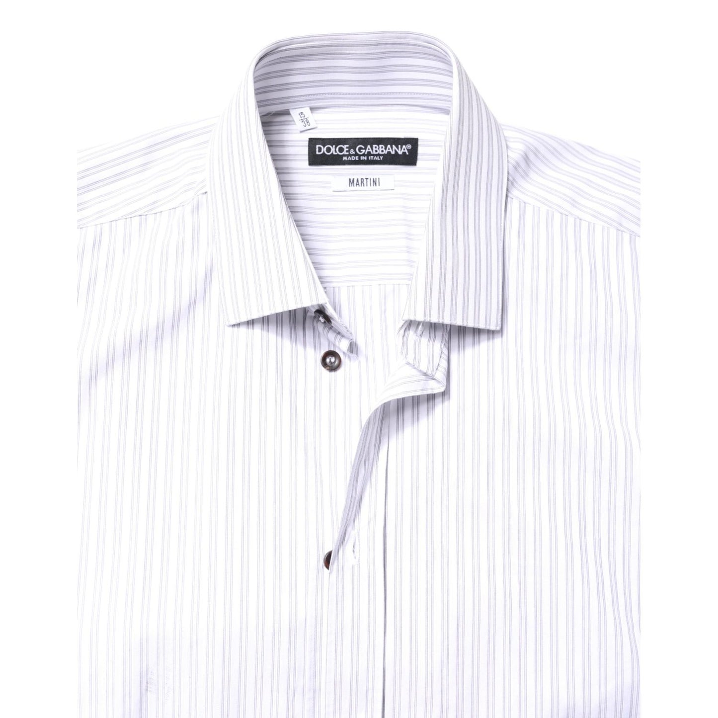 Dolce & Gabbana White Striped Cotton MARTINI Men Dress Shirt