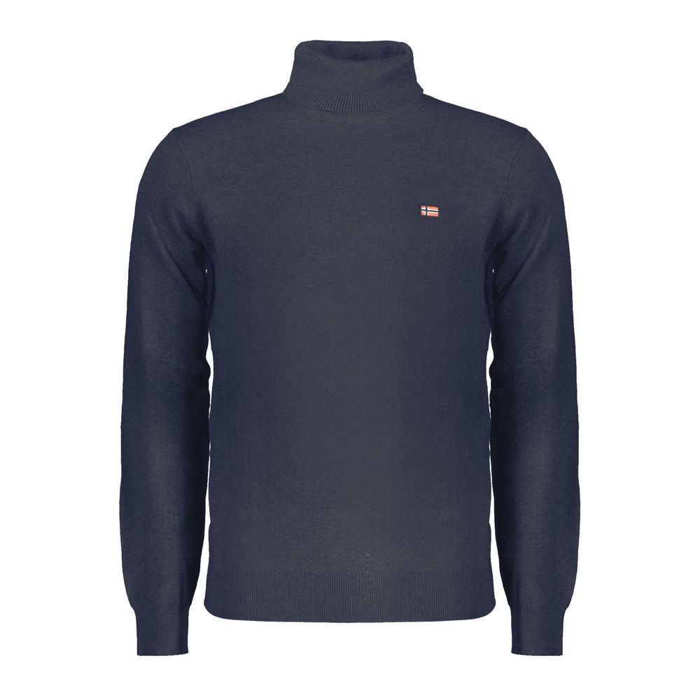 Norway 1963 Blue Polyamide Men Sweater turtleneck with luxury logo embroidery, perfect for combining elegance and comfort.