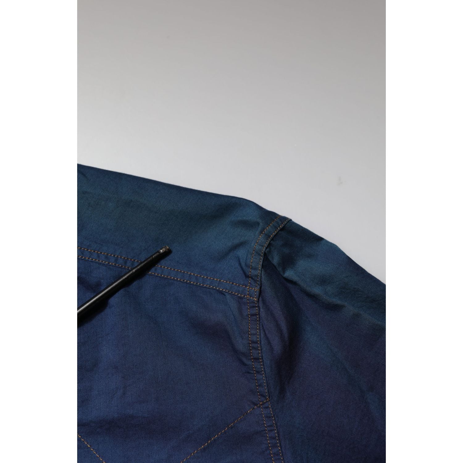 Dolce & Gabbana Blue Cotton GOLD Long Sleeves Casual Shirt