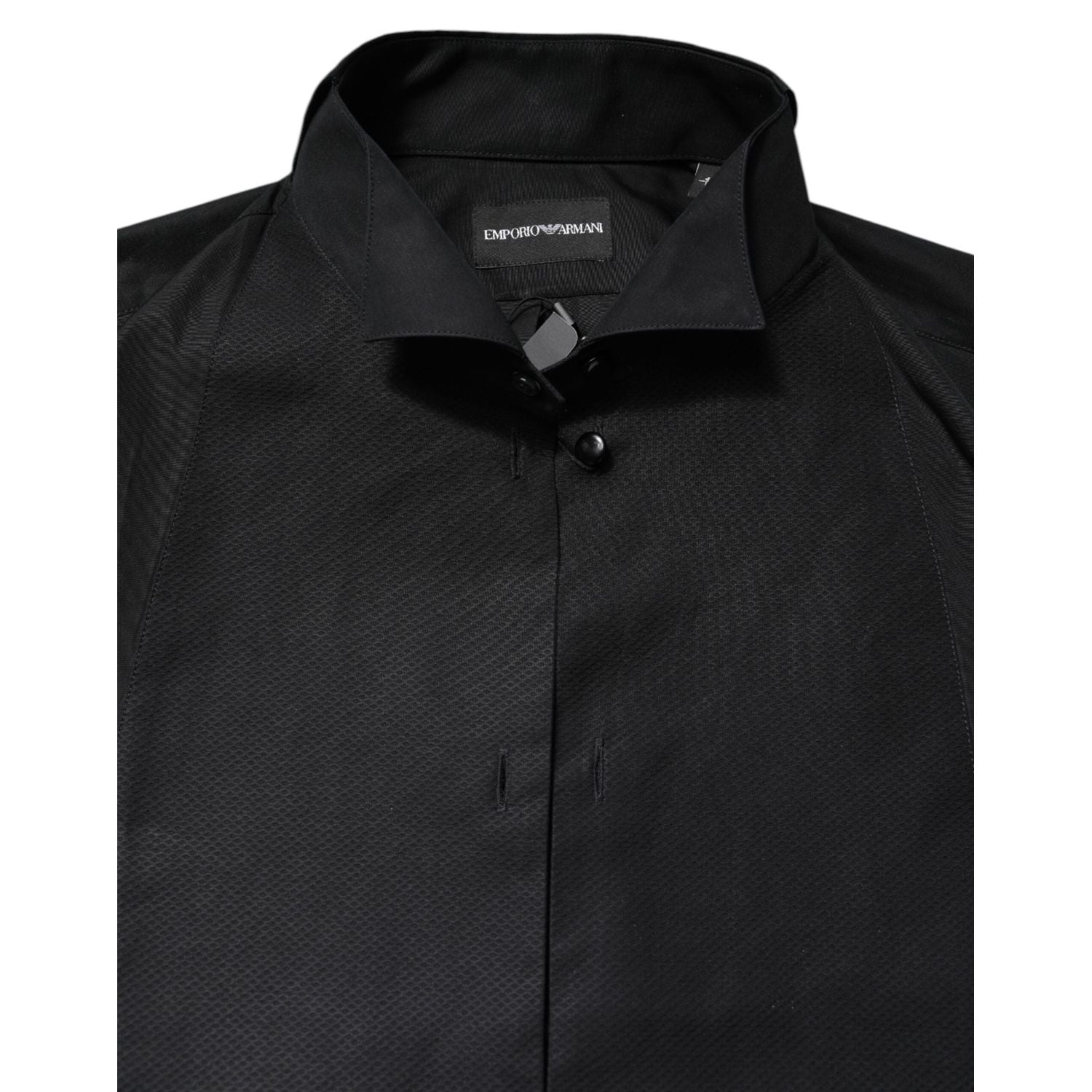 Emporio Armani Black Cotton Long Sleeves Formal Dress Shirt