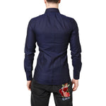 Dolce & Gabbana Blue GOLD Cotton Long Sleeves Men Dress Shirt TSH87821-38