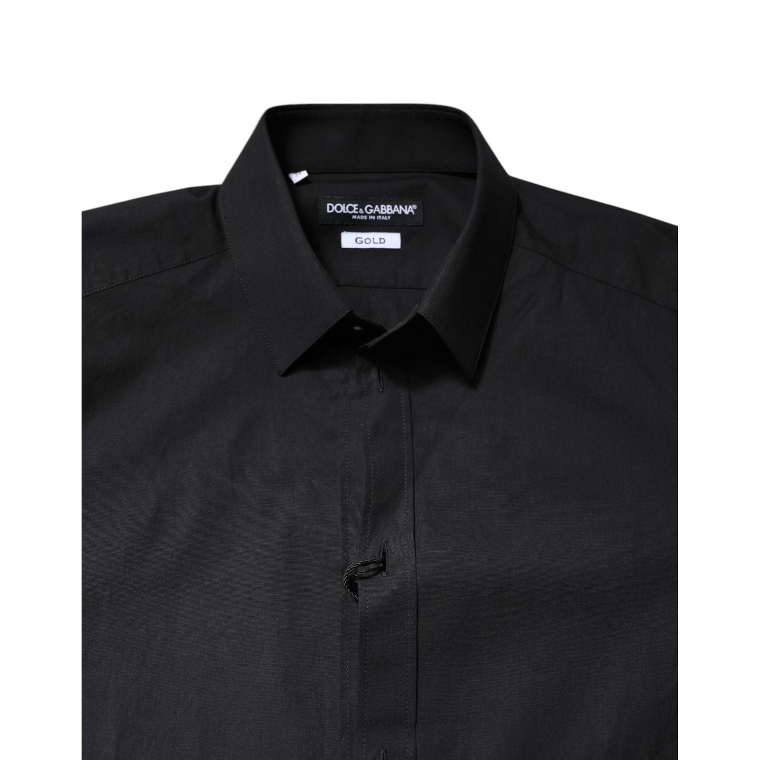Dolce & Gabbana Black GOLD Cotton Dress Formal Shirt