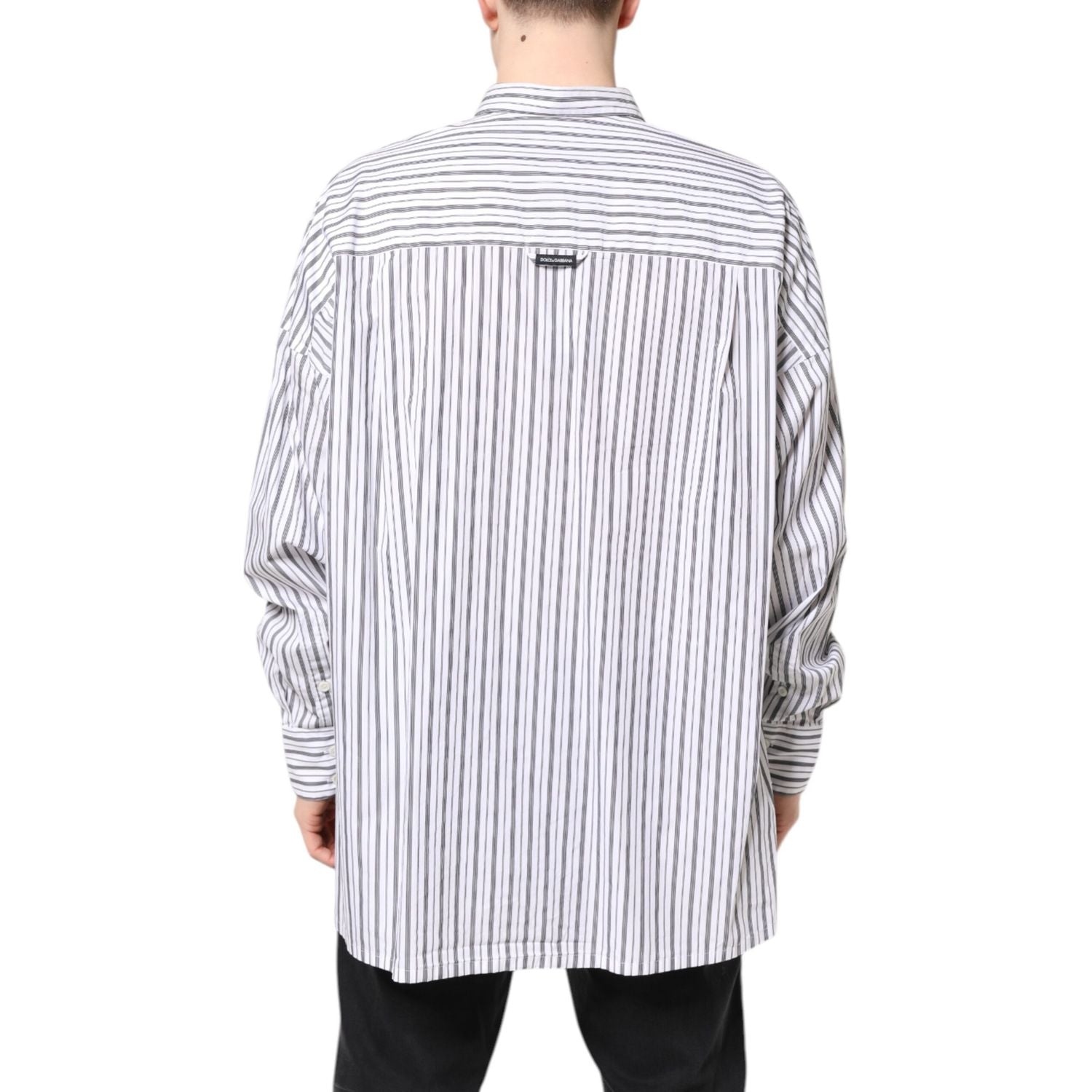 Dolce & Gabbana White Black Stripe Button Down Casual Shirt