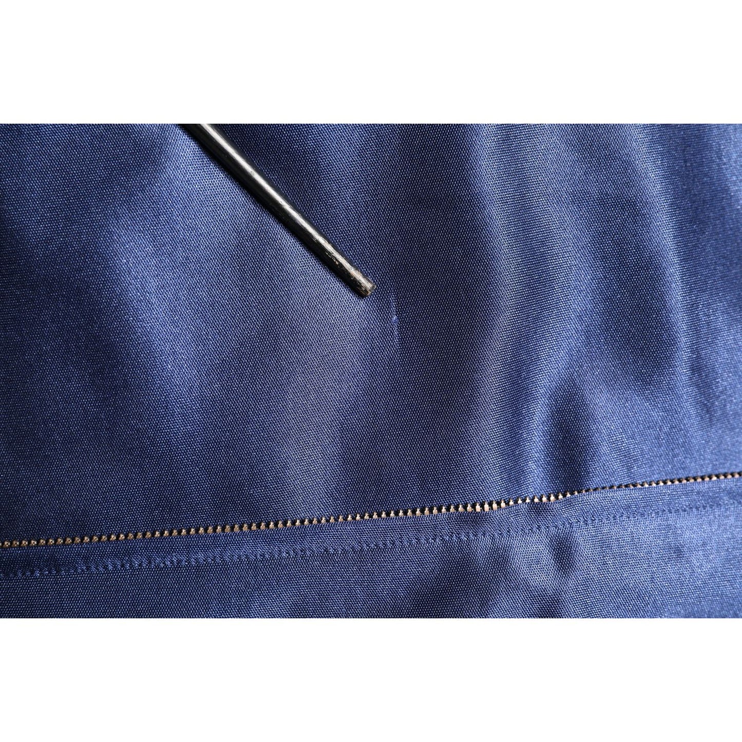 Dolce & Gabbana Blue Nylon Logo Patch Men Bomber Sweater