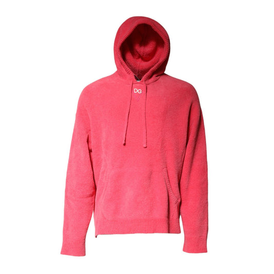 Dolce & Gabbana Red Cotton Knit Hooded Men Pullover Sweater