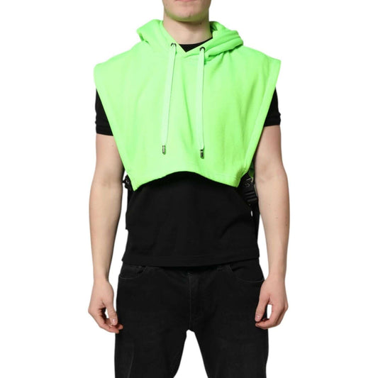 Dolce & Gabbana Green Polyester Hooded Sportswear Vest Sweater TSH90316