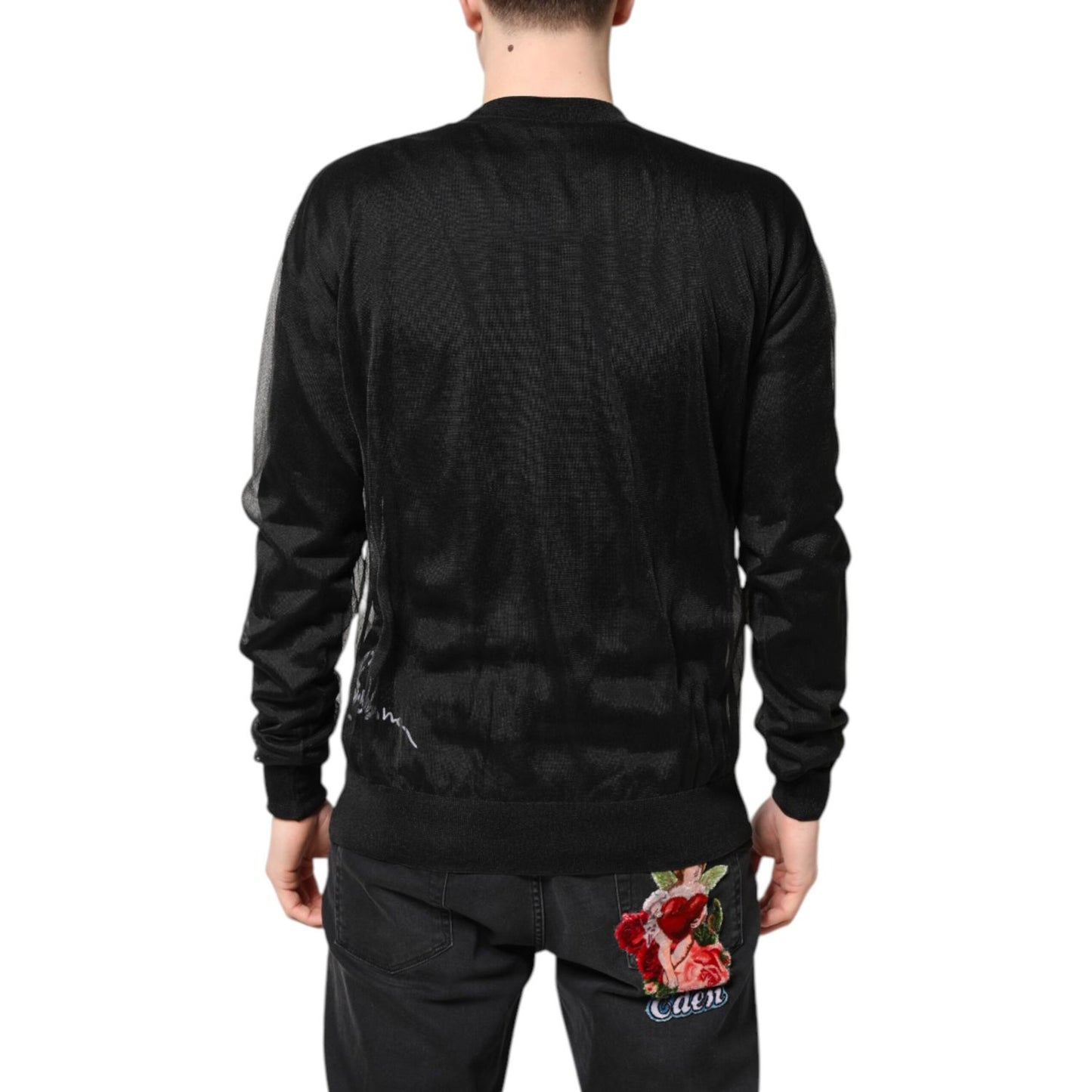 Dolce & Gabbana Black Logo Knitted Crewneck Pullover Sweater