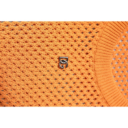 Dolce & Gabbana Orange Cashmere Round Neck Sleeveless T-shirt