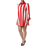 Dolce & Gabbana White Red Stripes Long Sleeves Mini Dress