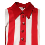 Dolce & Gabbana White Red Stripes Long Sleeves Mini Dress