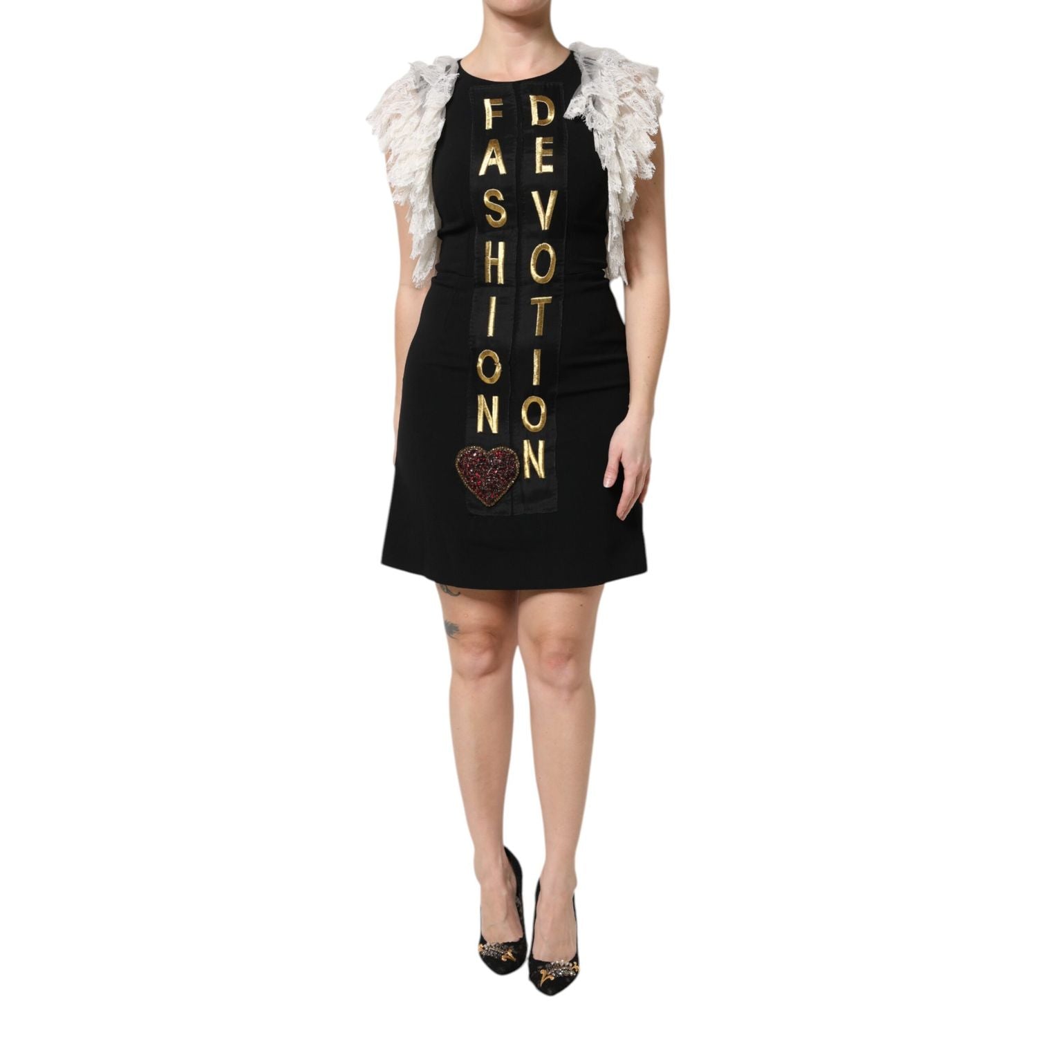 Dolce & Gabbana Black Fashion Devotion Embellish Mini Dress