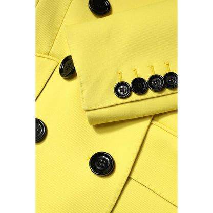 Dolce & Gabbana Yellow Double Breasted Trench Coat Jacket
