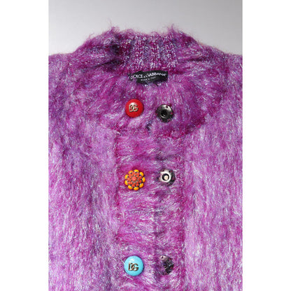 Dolce & Gabbana Purple Button Embellished Trench Coat Jacket