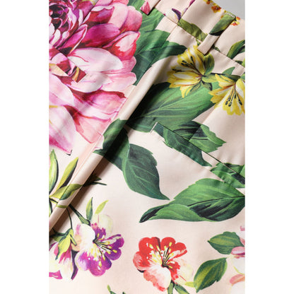 Dolce & Gabbana Multicolor Floral High Waist Straight Pants