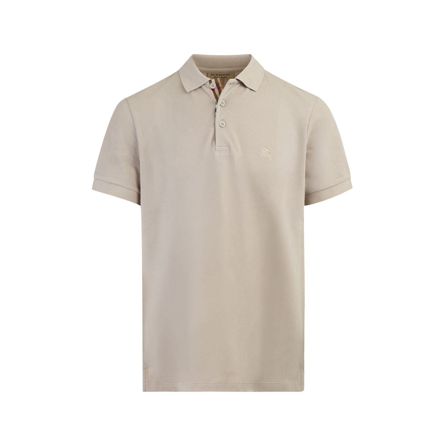Burberry Pale Stone Cotton Collared Polo Shirt