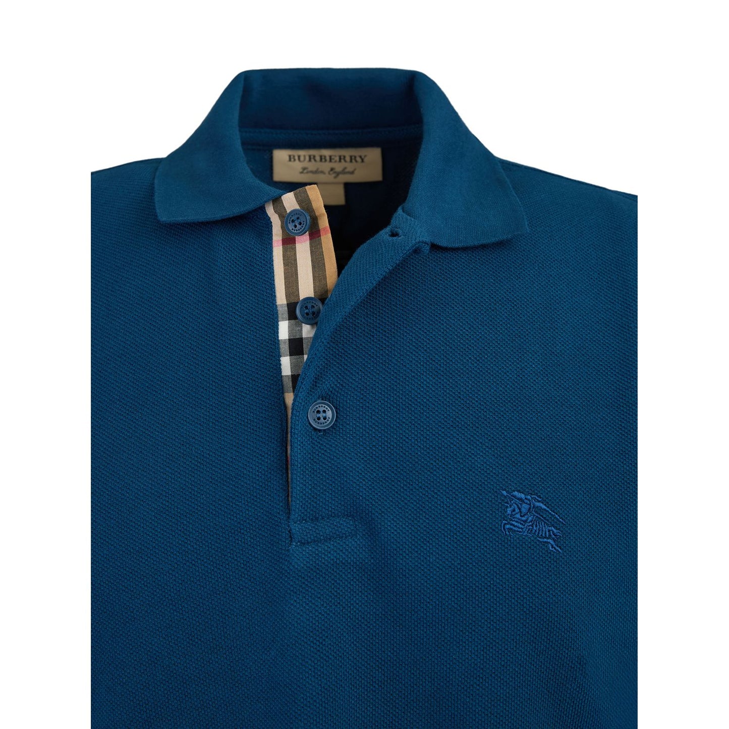 Burberry Deep Teal Blue Cotton Collared Polo Shirt