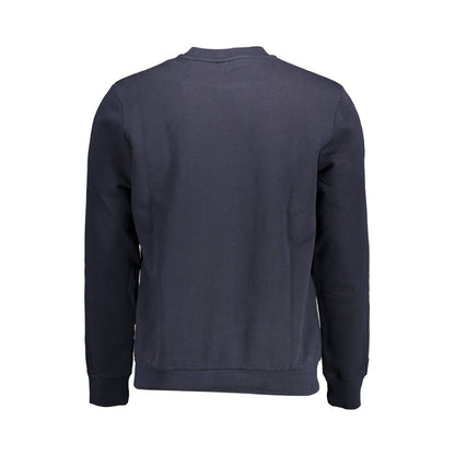 Back view of Napapijri Blue Cotton Men Sweater showcasing classic design and premium material
