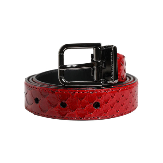 Dolce & Gabbana Red Exotic Leather Brass Metal Buckle Belt BEL9374-80