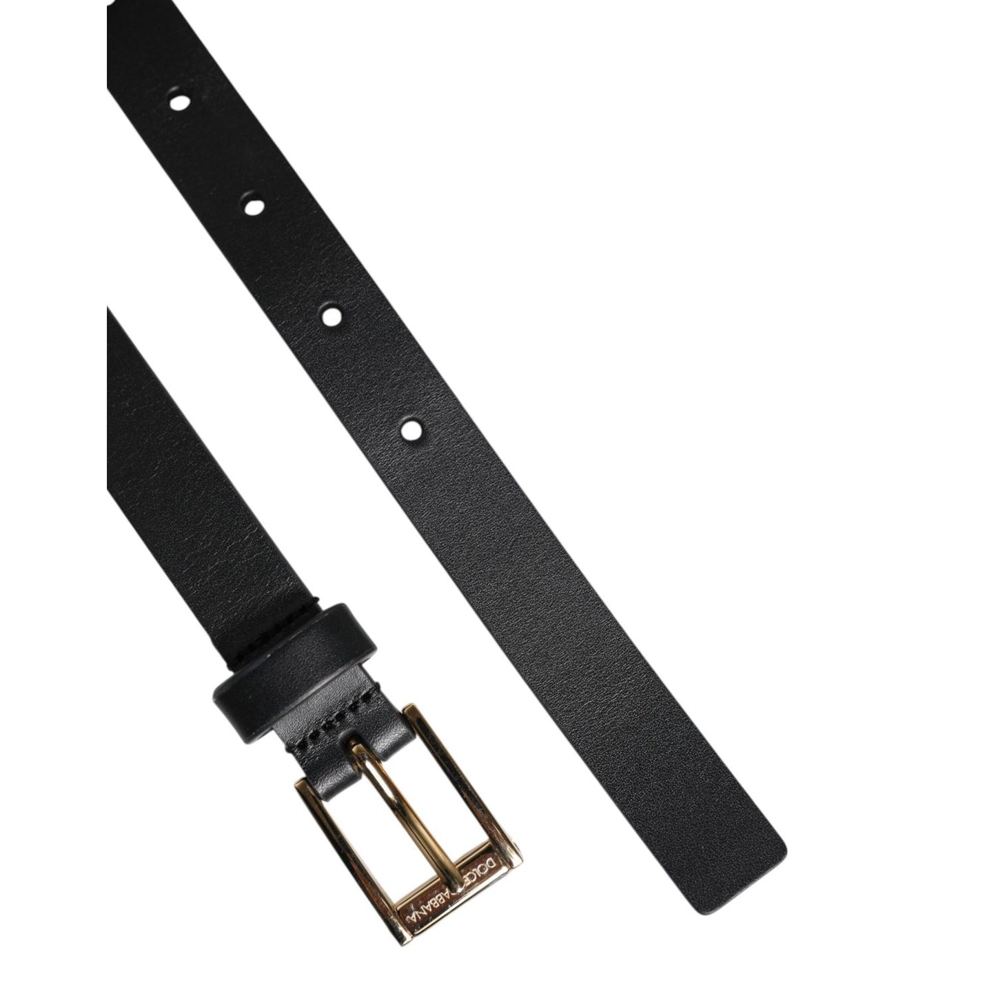 Dolce & Gabbana Black Classic Gold Metal Logo Buckle Belt
