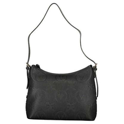 Mario Valentino Black Polyethylene Handbag with adjustable strap, removable shoulder bag, logo, recycled materials.