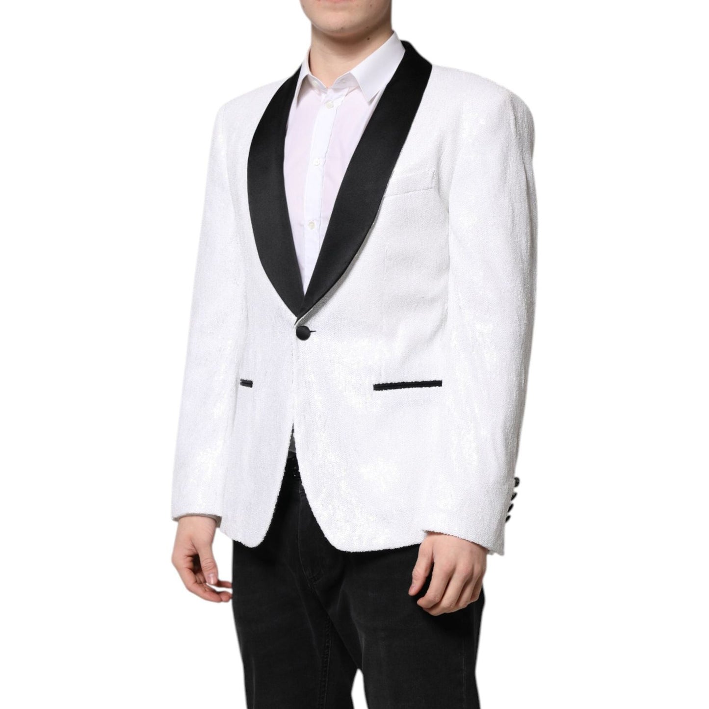 Dolce & Gabbana White Nylon Single Breasted Coat Blazer KOS2311-50