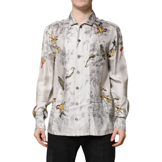 Dolce & Gabbana Multicolor Silk Printed Button Down Shirt TSH90447-4