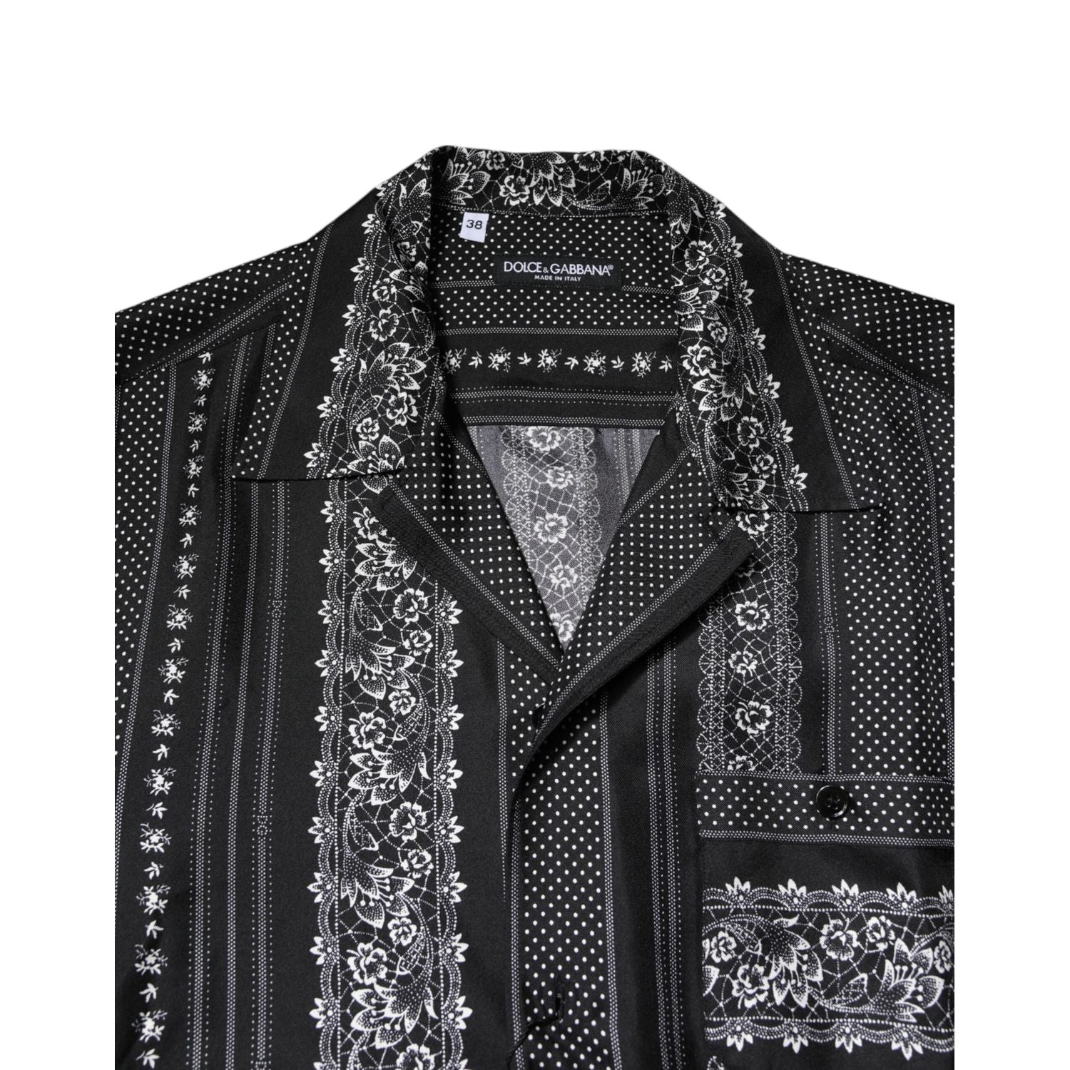 Dolce & Gabbana Black Silk Floral Print Short Sleeves Shirt