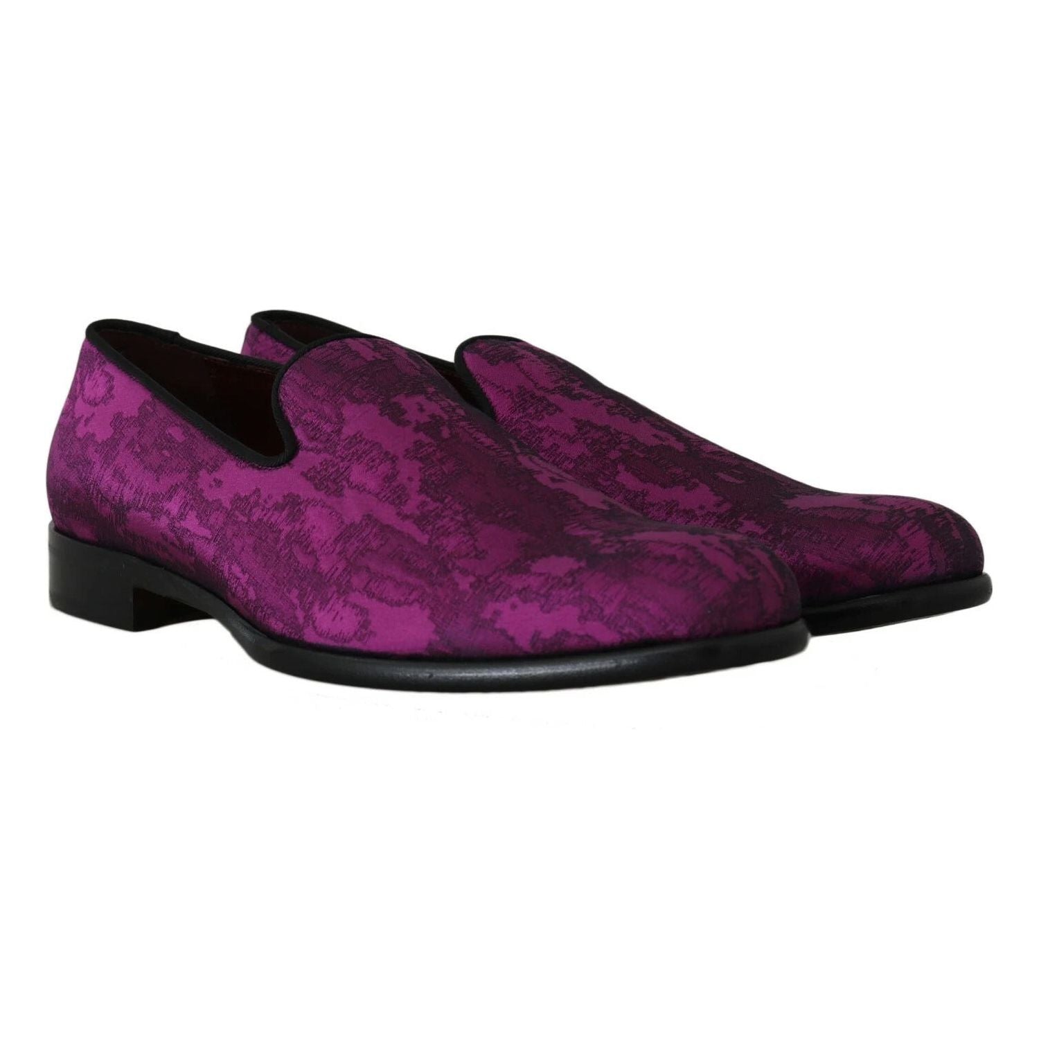 Dolce & Gabbana Purple Jacquard Loafers Dress Formal Shoes