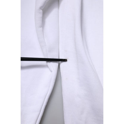 Dolce & Gabbana White Logo Cotton Crew Neck Pullover Sweater