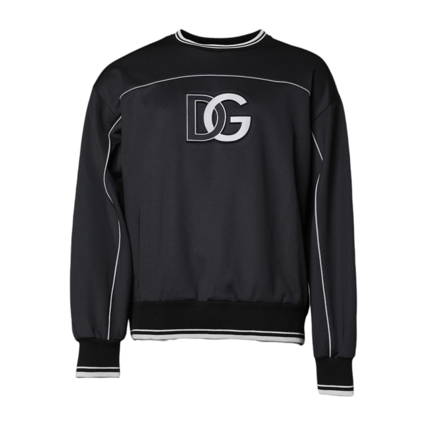 Dolce & Gabbana Black Logo Polyester Crew Neck Men Pullover Sweater